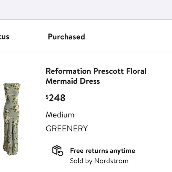 Reformation Sage Green Maxi Dress with Pink Floral Print - Picture 2 of 4